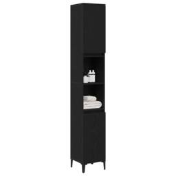 Berkfield Home Elegant Bathroom Cabinet Black Oak 30x30x190 cm Engineered Wood - Size: 30 x 30 x 190 cm