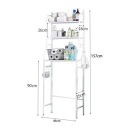 Living and Home 3 Tiers Metal Bathroom Organizer Over Toilet Rack Storage Shelves in White - thumbnail 2