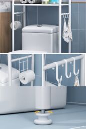 Living and Home 3 Tiers Metal Bathroom Organizer Over Toilet Rack Storage Shelves in White - thumbnail 6