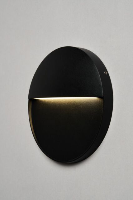 BHS Lighting Orvi 16cm Round Outdoor Wall Light in Black - image 1