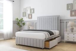 "Sloomy Pemberton Plush Divan Base 2 Drawers-54"" Headboard & 12"" Footboard in Silver - Size: Small Double" - thumbnail 4
