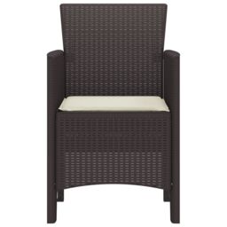 Berkfield Home Garden Chair Set of 4 Brown with cream white cushion - thumbnail 5