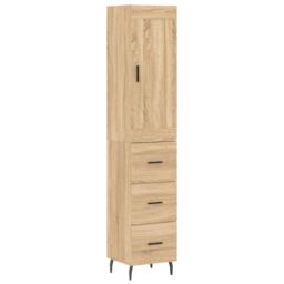 Berkfield Home Highboard Sonoma Oak 34.5x34x180 cm Engineered Wood in Brown - thumbnail 2