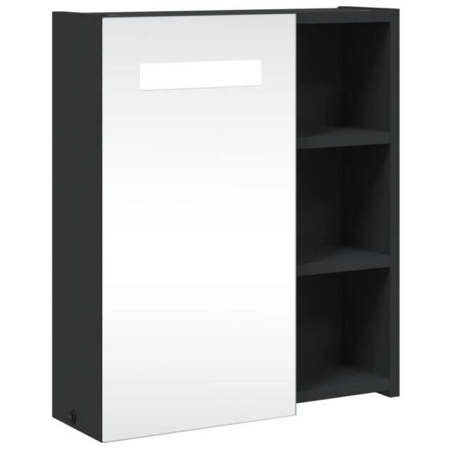Berkfield Home Bathroom Mirror Cabinet with LED Light Black 45x13x52 cm - Size: 45 x 13 x 52 cm - image 1