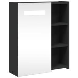 Berkfield Home Bathroom Mirror Cabinet with LED Light Black 45x13x52 cm - Size: 45 x 13 x 52 cm