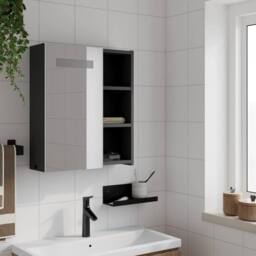 Berkfield Home Bathroom Mirror Cabinet with LED Light Black 45x13x52 cm - Size: 45 x 13 x 52 cm - thumbnail 3