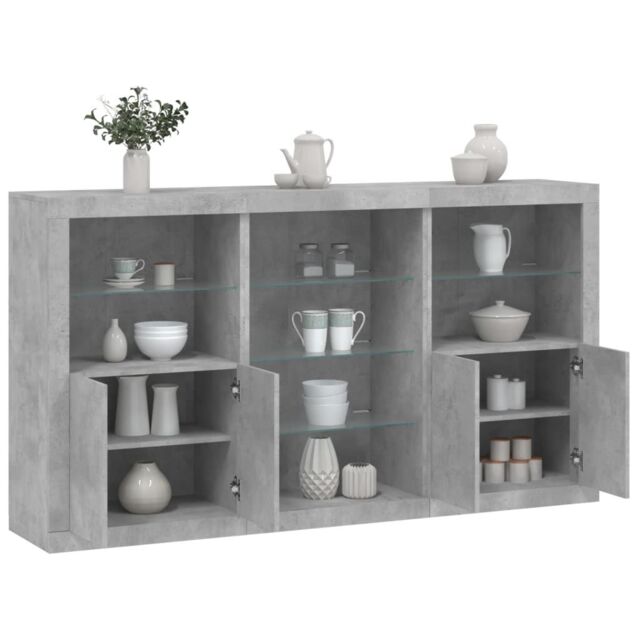 Berkfield Home Sideboard with LED Lights Concrete Grey 181.5x37x100 cm - image 1