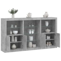 Berkfield Home Sideboard with LED Lights Concrete Grey 181.5x37x100 cm - thumbnail 1