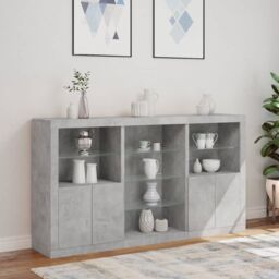 Berkfield Home Sideboard with LED Lights Concrete Grey 181.5x37x100 cm - thumbnail 4