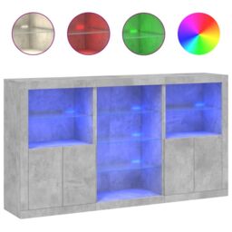Berkfield Home Sideboard with LED Lights Concrete Grey 181.5x37x100 cm - thumbnail 2