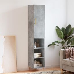 Berkfield Home Highboard Concrete Grey 34.5x34x180 cm Engineered Wood - thumbnail 1