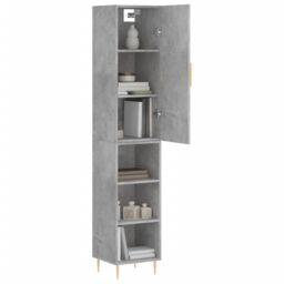 Berkfield Home Highboard Concrete Grey 34.5x34x180 cm Engineered Wood - thumbnail 3
