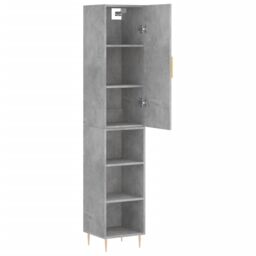 Berkfield Home Highboard Concrete Grey 34.5x34x180 cm Engineered Wood - thumbnail 4