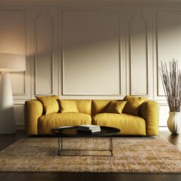 The Rug Shop UK Gold Modern Abstract Luxurious Easy To Clean Latex Back Rug - Size: 240 cm x 340 cm