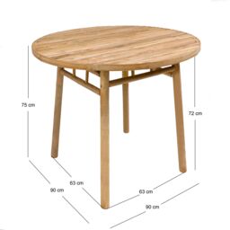Nordlys Dining Table for 4 People (D90 cm) Round Bamboo in Brown - thumbnail 5
