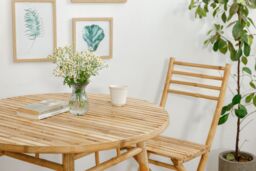 Nordlys Dining Table for 4 People (D90 cm) Round Bamboo in Brown - thumbnail 4