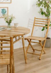 Nordlys Dining Table for 4 People (D90 cm) Round Bamboo in Brown - thumbnail 2