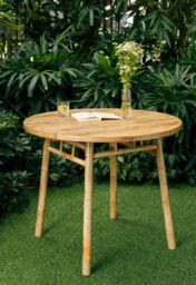 Nordlys Dining Table for 4 People (D90 cm) Round Bamboo in Brown - thumbnail 7