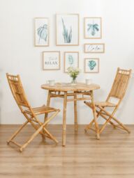 Nordlys Dining Table for 4 People (D90 cm) Round Bamboo in Brown - thumbnail 6