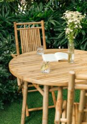 Nordlys Dining Table for 4 People (D90 cm) Round Bamboo in Brown - thumbnail 3