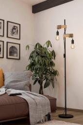 Townshend Natural Metal And Wood 2 Light Floor Lamp - thumbnail 3