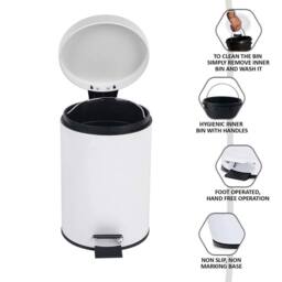 EONLION White 3L Pedal Bin & Toilet brush Set - thumbnail 3