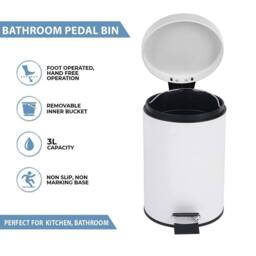 EONLION White 3L Pedal Bin & Toilet brush Set - thumbnail 2