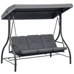 OUTSUNNY 3 Seater Canopy Swing Chair Porch Hammock Bed Rocking Bench in Dark Grey - thumbnail 2