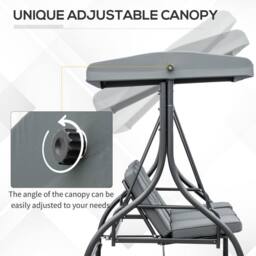 OUTSUNNY 3 Seater Canopy Swing Chair Porch Hammock Bed Rocking Bench in Dark Grey - thumbnail 4