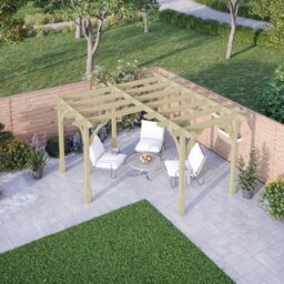 Rutland County Garden Furniture Ltd Corner Pergola - Wood - L420 x W420 cm - Rustic Brown in Light Green - thumbnail 3
