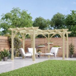 Rutland County Garden Furniture Ltd Corner Pergola - Wood - L420 x W420 cm - Rustic Brown in Light Green - thumbnail 1