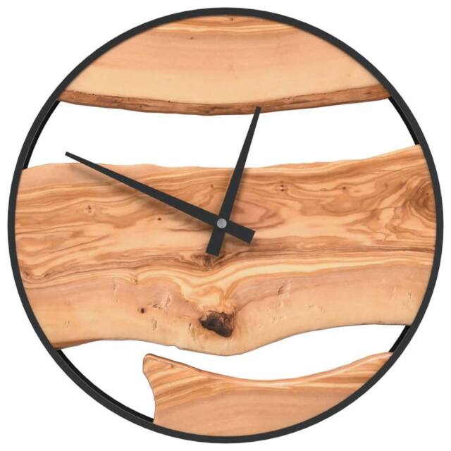 Berkfield Home Wall Clock Brown √ò35 cm Iron & Olive Wood - image 1