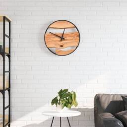 Berkfield Home Wall Clock Brown √ò35 cm Iron & Olive Wood - thumbnail 2