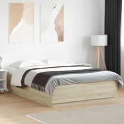 Berkfield Home Bed Frame without Mattress Sonoma Oak 120x200 cm in Brown - Size: Small Double - thumbnail 1