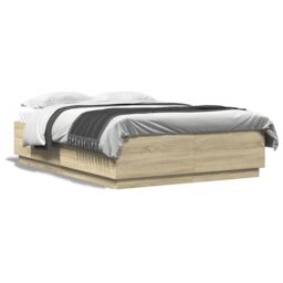 Berkfield Home Bed Frame without Mattress Sonoma Oak 120x200 cm in Brown - Size: Small Double - thumbnail 2
