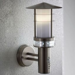 Loops IP44 Outdoor LED Light Brushed Steel PIR Wall Lantern Security Outdoor Overhang in Metallics - thumbnail 4