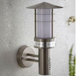 Loops IP44 Outdoor LED Light Brushed Steel PIR Wall Lantern Security Outdoor Overhang in Metallics - thumbnail 3