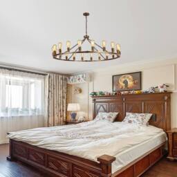 NIVOR 20-Light Waggon Wheel Kitchen Chandelier Bronze Adjustable Pendant E27 - thumbnail 6