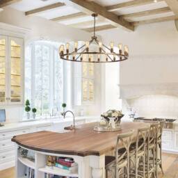 NIVOR 20-Light Waggon Wheel Kitchen Chandelier Bronze Adjustable Pendant E27 - thumbnail 7