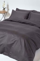 Homescapes Egyptian Cotton Duvet Cover with Pillowcase 1000 TC in Charcoal - Size: King - thumbnail 1