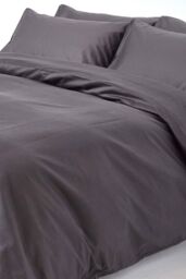Homescapes Egyptian Cotton Duvet Cover with Pillowcase 1000 TC in Charcoal - Size: King - thumbnail 2