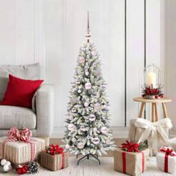 Berkfield Home Green Artificial Christmas Tree with 150 LEDs White 53 x 53 x 120 cm - thumbnail 2