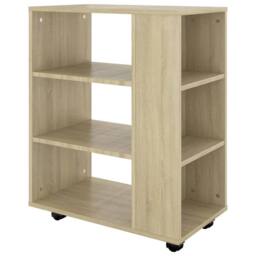 Berkfield Home Rolling Cabinet Sonoma Oak 60x35x75 cm Engineered Wood in Light Oak - Size: 60 x 35 x 75 cm - thumbnail 5
