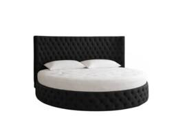 Stratus Interiors Globe Round Velvet Chesterfield Bed with Round Mattress in Black - Size: King - thumbnail 2