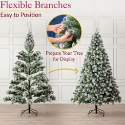 Christow Flocked Artificial Christmas Tree Chamonix Spruce 5ft 6ft 7ft 8ft in Green - thumbnail 4