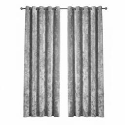 Snug City Crushed Velvet Eyelet Curtains Luxurious Finish for Contemporary Homes in Silver - Size: 168 cm width x 183 cm drop - thumbnail 2