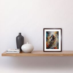"Artery8 Wall Art Print Mountain Biker Paint Splat Action Shot Portrait Artwork Framed 9X7 Inch in Brown - Size: W7"" x H9""" - thumbnail 2