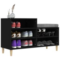 Berkfield Home Shoe Cabinet Black 102x36x60 cm Engineered Wood - Size: 102 x 36 x 60 cm - thumbnail 4