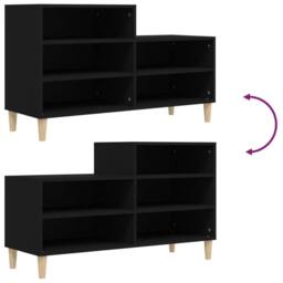 Berkfield Home Shoe Cabinet Black 102x36x60 cm Engineered Wood - Size: 102 x 36 x 60 cm - thumbnail 7