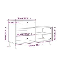 Berkfield Home Shoe Cabinet Black 102x36x60 cm Engineered Wood - Size: 102 x 36 x 60 cm - thumbnail 9